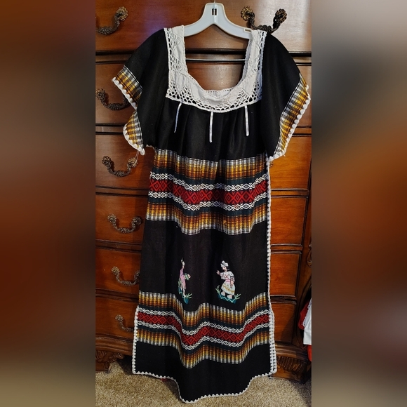 Handmade Dresses & Skirts - Beautiful Handmade Ecuadorian Blanket Dress With Flutter Sleeves Sz L/XL